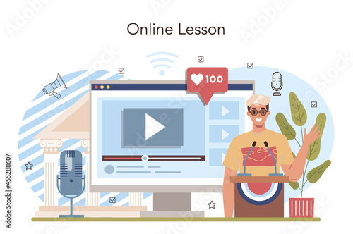 Rhetoric school class online service or platform. Students training public