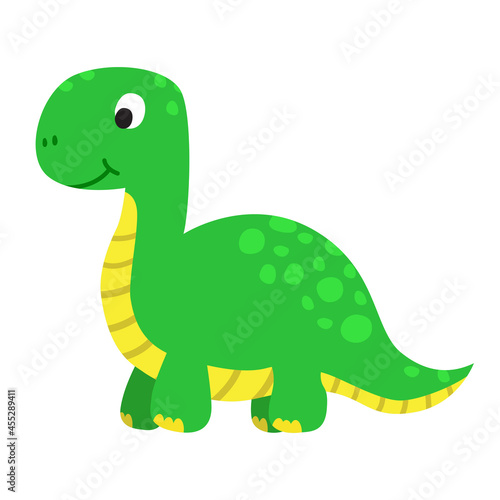 Funny cartoon dinosaur  cute illustration in flat style. Colorful print for clothes  books  textile  design and decor. Illustration for babies  kids and children