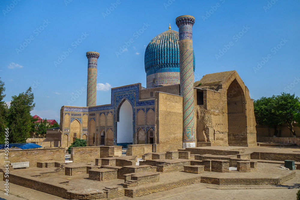Panorama of Gur-e-Amir, mausoleum of Timur (Tamerlane), Samarkand ...