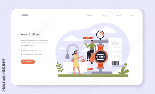 Utilities sector of the economy web banner or landing page. Household energy
