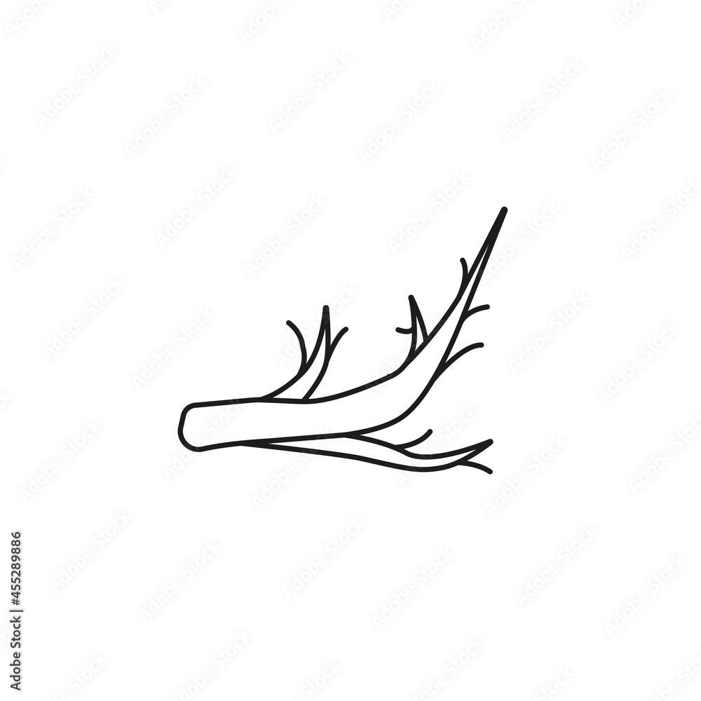 hand drawn doodle element for Halloween. spooky tree branch. isolated vector illustration on white background