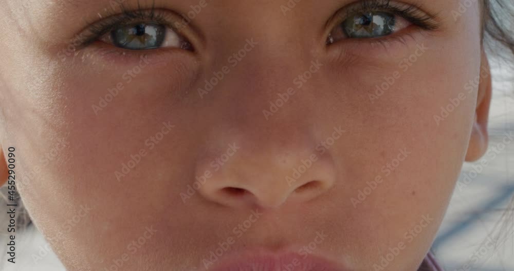 Portrait of sad mixed race girl child staring Portrait of sad mixed race girl child staring