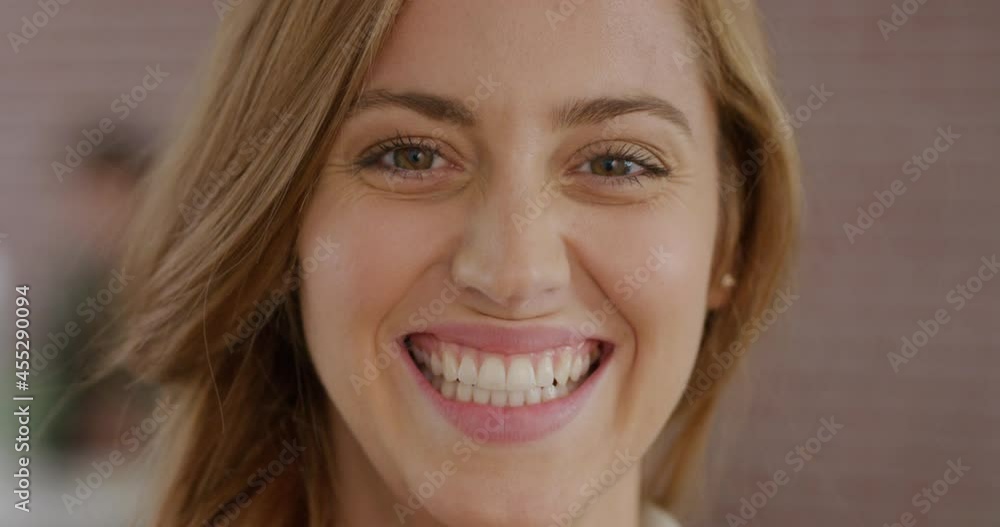 Portrait beautiful woman smiling happy at work in office Portrait beautiful woman smiling happy at work in office