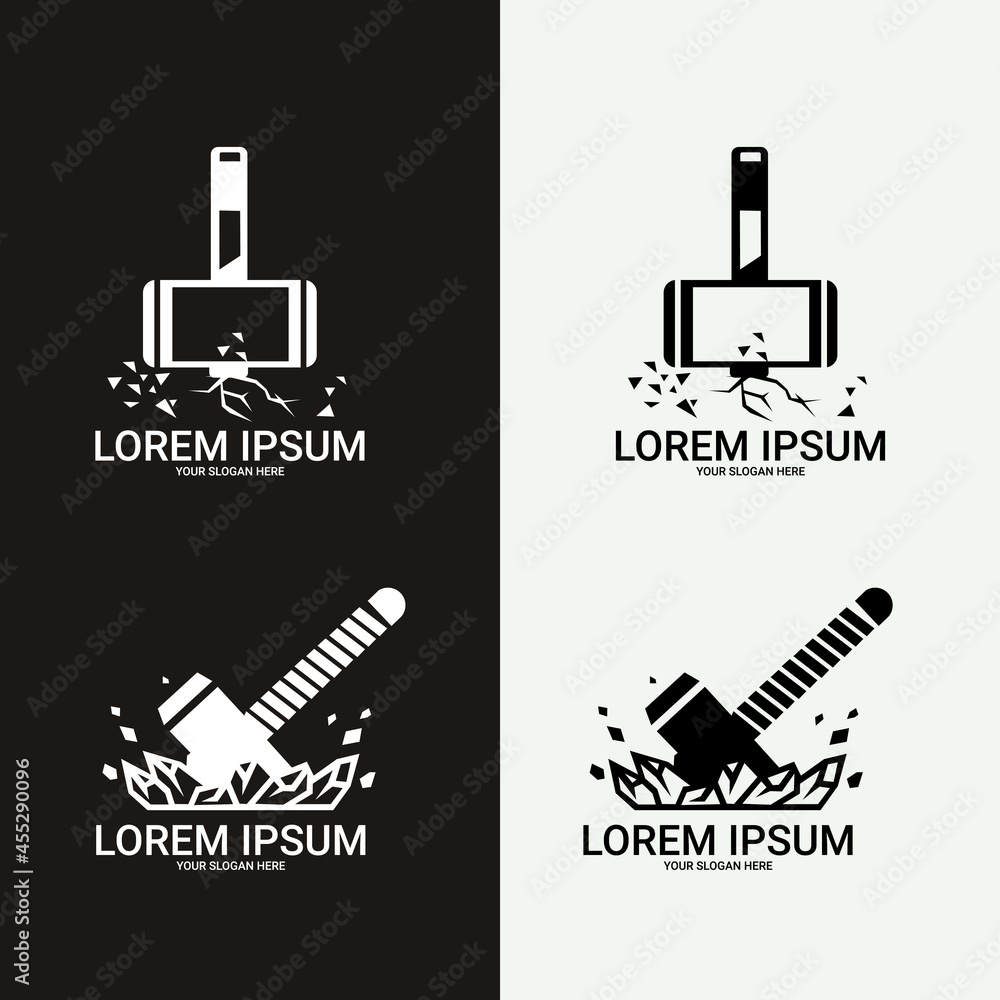 Fototapeta premium Hammer logo for construction. Repair service symbol