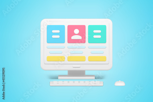 Online resume of employee 3d icon. Website with professional specialist data