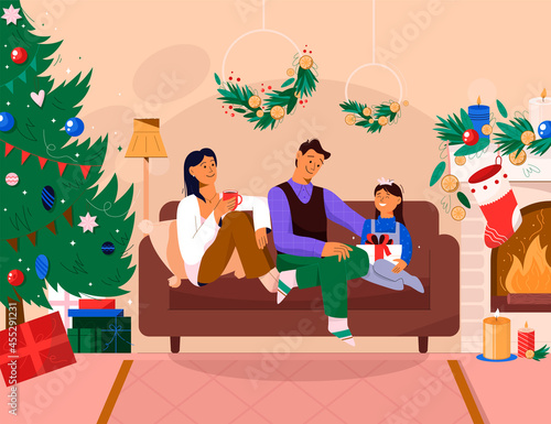 Family celebrating New Year at home