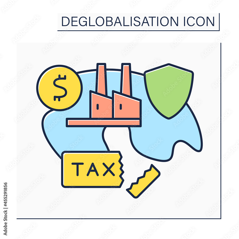 Protectionism color icon. Protects domestic industries from foreign ones .Protectionist trade policies. Deglobalisation concept. Isolated vector illustration
