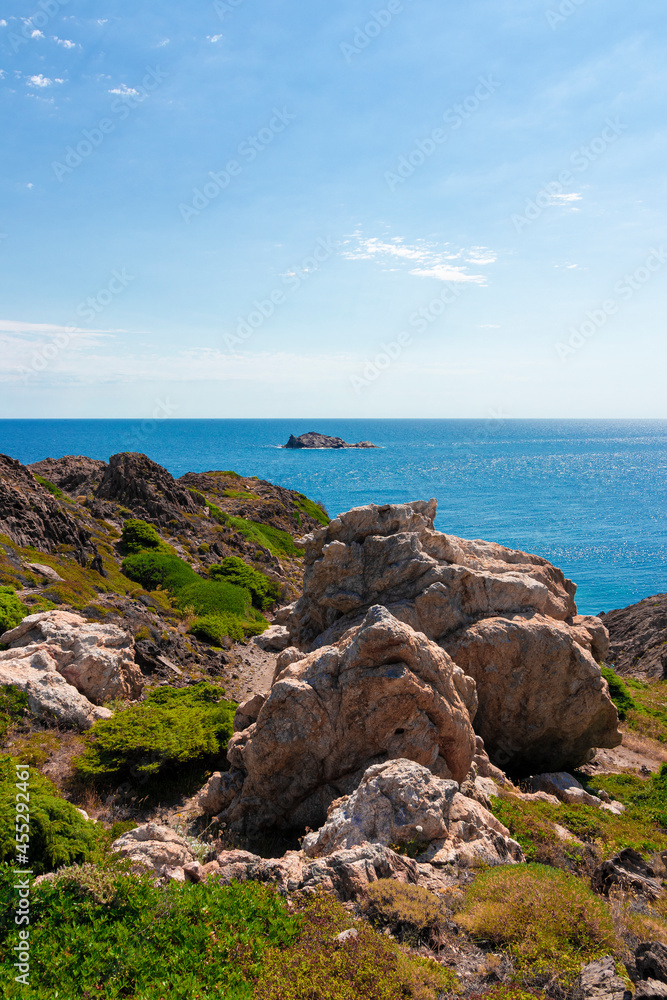 mediterranean sea coast with crystal clear water in cap de creus on the costa brava of girona