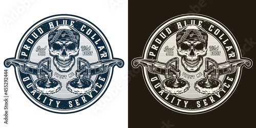 Blue collar worker round design