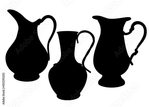 The set contains beautiful jugs. Vector image.