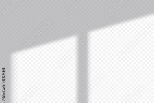 Shadow overlay effect. Transparent overlay shadow from the window and jalousie. Realistic soft light effect of shadows and natural lightning on transparent background. Vector.