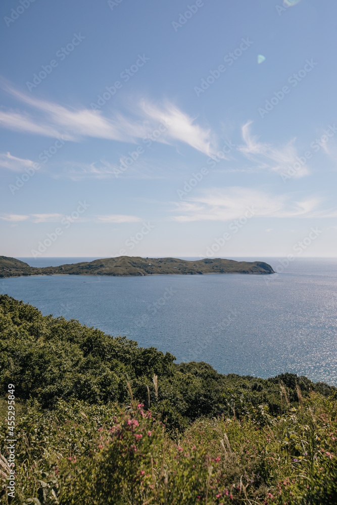 natural background, sea and hills