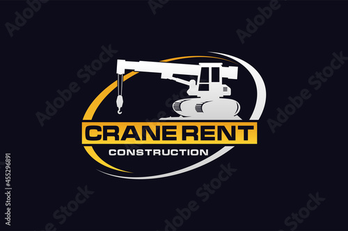 Crane logo template vector. Heavy equipment logo vector for construction company. Creative Crane illustration for logo template.