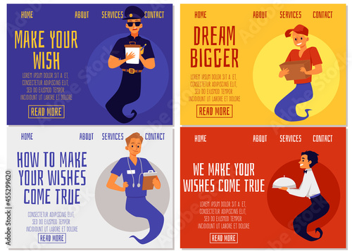 Service and support with helpers genies, cartoon characters grants wishes.