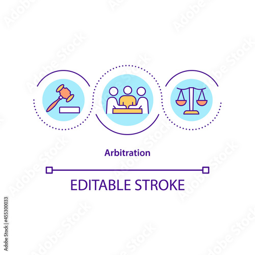 Arbitration concept icon. Mediation in interpersonal relations. Conflict management strategy abstract idea thin line illustration. Vector isolated outline color drawing. Editable stroke