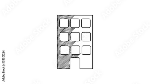 Black line House icon isolated on white background. Home symbol. 4K Video motion graphic animation