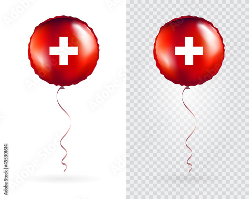 Foil Round Shaped Balloons in Vector as Switzerland Swiss National Flag photo