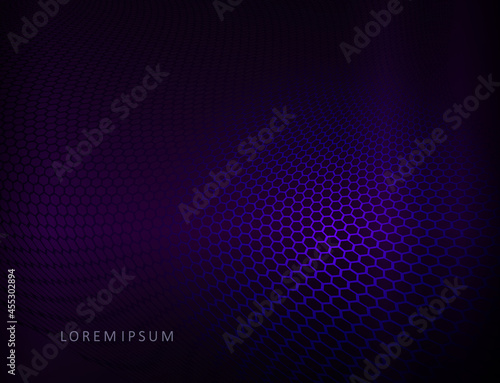 Dark background with blue gradient, mesh abstract waves