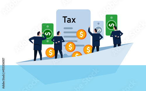 Company bankruptcy can't pay taxes heavy taxation corporate sinking boat business drown