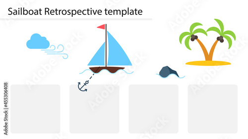 Sailboat retrorspective slide template. Clipart image