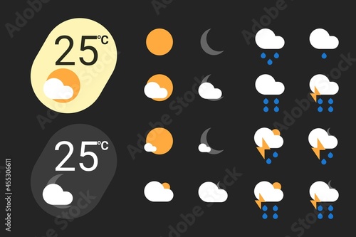 material you weather icon for widget and app kit. android 12 modern trendy style