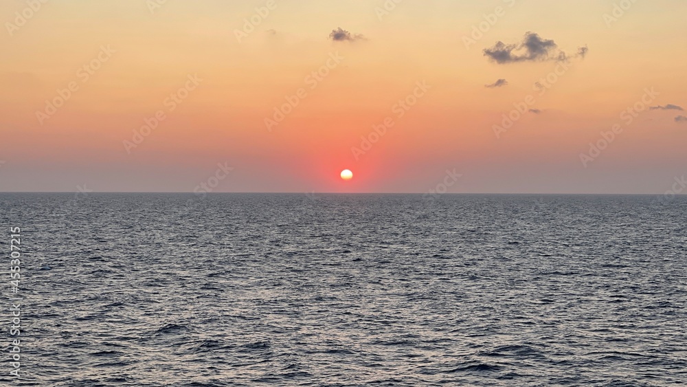 summer sunrise on the Cretan Sea from Piraeus to Heraklion 