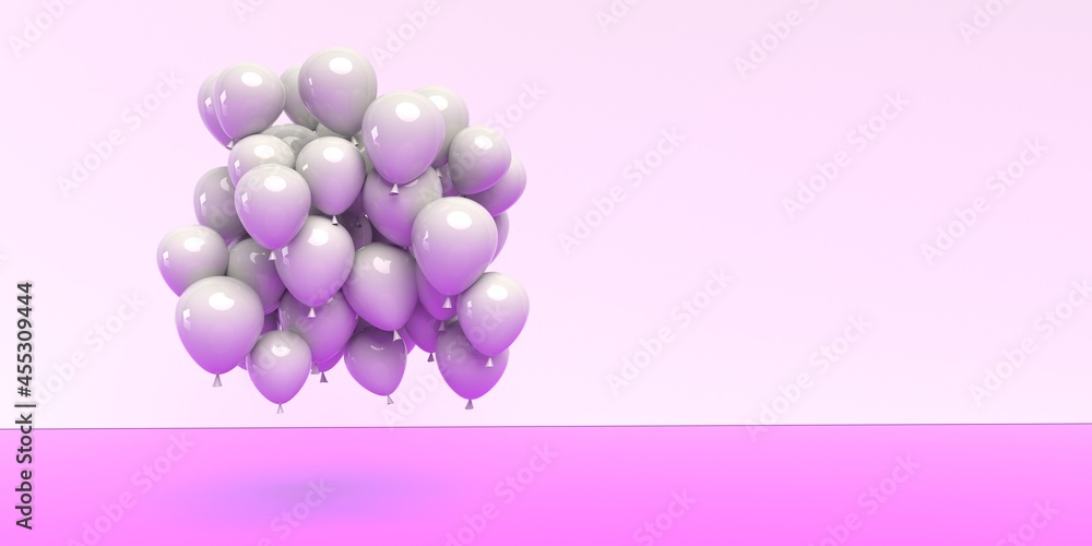 Fototapeta premium Floating balloons on a colored background - 3D
