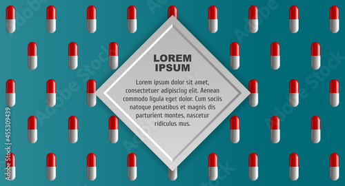 Abstract banner with place for text with capsules on a blue background. Vector, illustration