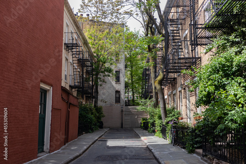 Dead End Street with Old Brick Apartment Buildings in Greenwich Village of New York City © James