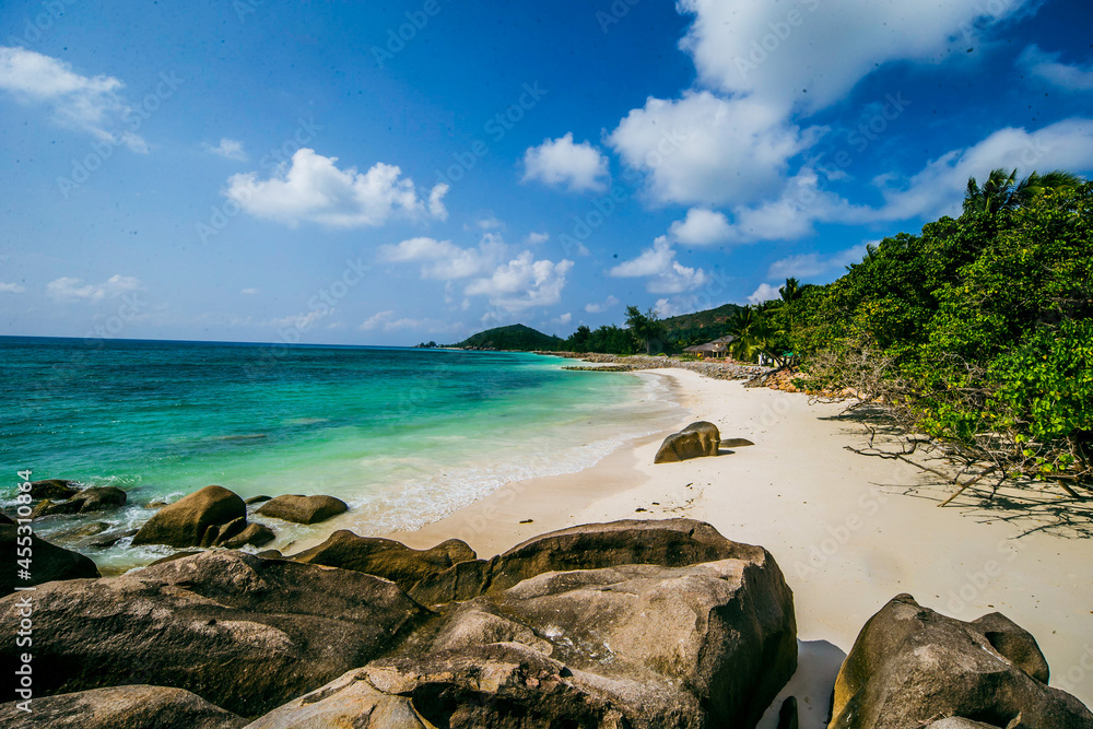 The beautiful Anse Kerlan at Praslin, Seychelles Islands. The beautiful Anse Kerlan at Praslin, Seychelles Islands.