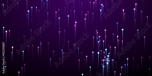 Digital glowing line rays fiber optics vector.