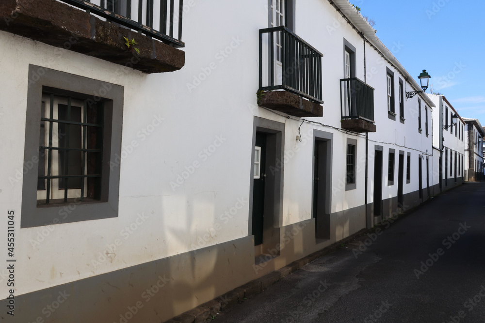 The typical white houses of Santa Cruz da Graciosa, Graciosa island, Azores