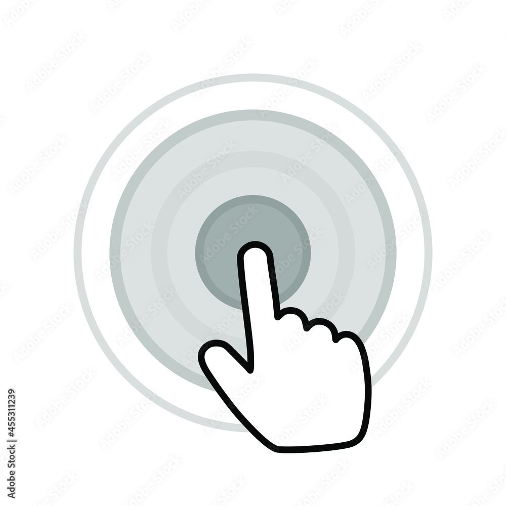 Hand clicking icon with background. Click pointer vector. Hand clicking icon with background. Click pointer vector.