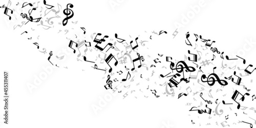 Musical notes flying vector illustration. Sound