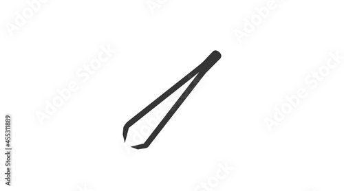 Tweezers Icon. Vector editable isolated black and white tweezers illustration