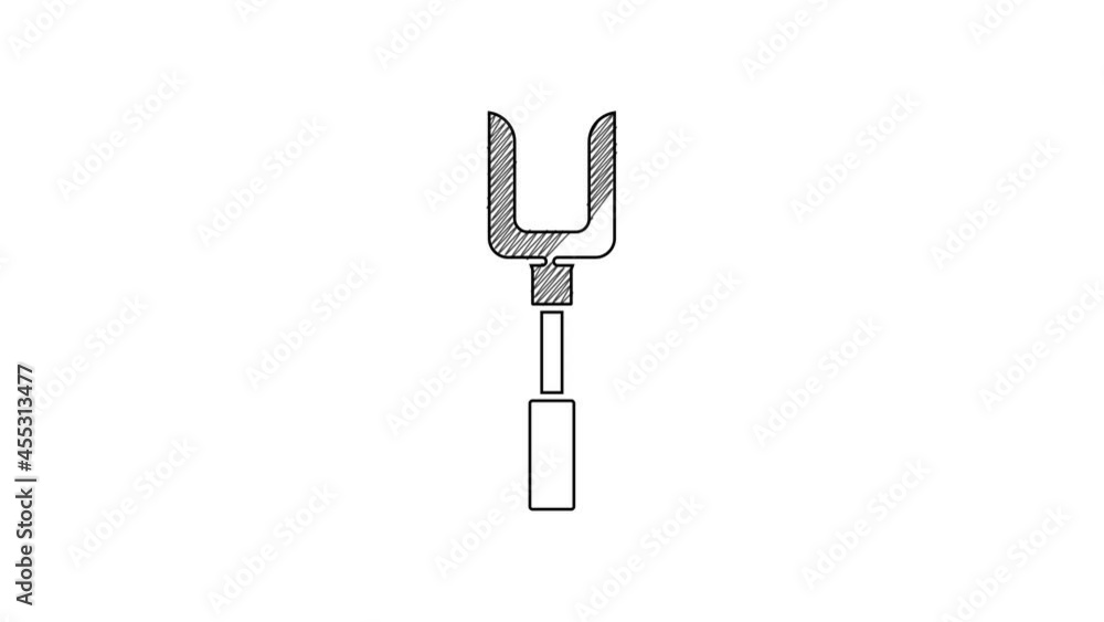 Black line Barbecue fork icon isolated on white background. BBQ fork sign. Barbecue and grill tool. 4K Video motion graphic animation Black line Barbecue fork icon isolated on white background. BBQ fork sign. Barbecue and grill tool. 4K Video motion graphic animation