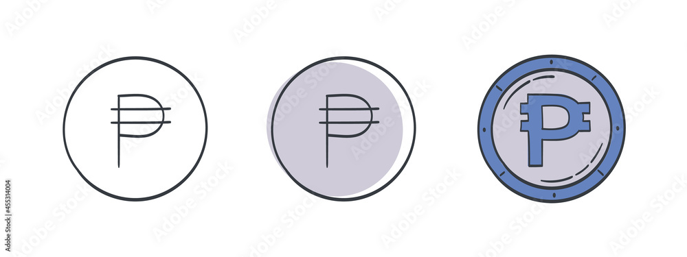 Icons of the Philippine peso. Painted symbol of the Peso. Signs of the currencies of the world. Vector illustration Icons of the Philippine peso. Painted symbol of the Peso. Signs of the currencies of the world. Vector illustration