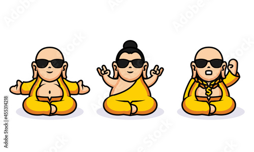 Set of cute cool Buddha logo design