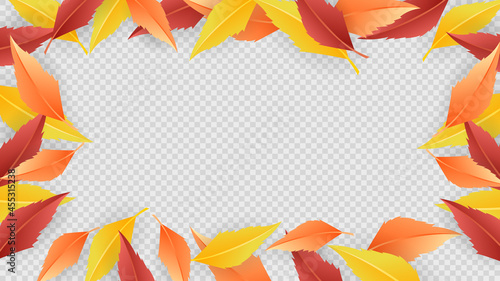 Autumn with leaves and frame background isolated on transparent background ,  Flat Modern design , Illustration Vector  EPS 10