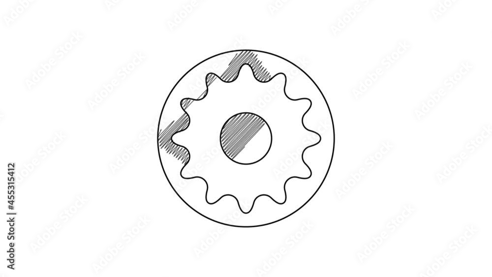 Black line Chakra icon isolated on white background. 4K Video motion graphic animation Black line Chakra icon isolated on white background. 4K Video motion graphic animation