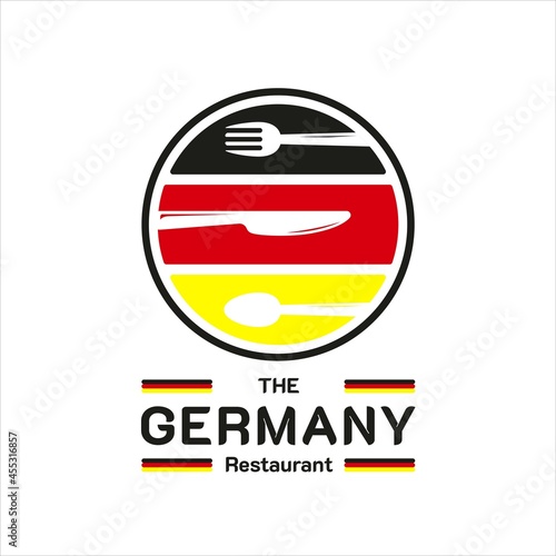 Free Download Germany Food Restaurant Logo. Germany flag symbol with Spoon, Fork, and Knife icons. Premium and Luxury Logo - GFXLoad