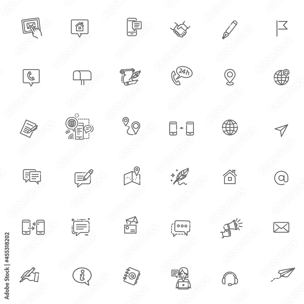 Thin lines web icons set - Contact us Thin lines web icons set - Contact us