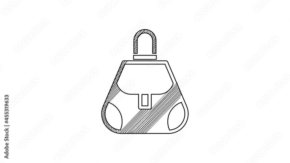 Black line Handbag icon isolated on white background. Female handbag sign. Glamour casual baggage symbol. 4K Video motion graphic animation Black line Handbag icon isolated on white background. Female handbag sign. Glamour casual baggage symbol. 4K Video motion graphic animation