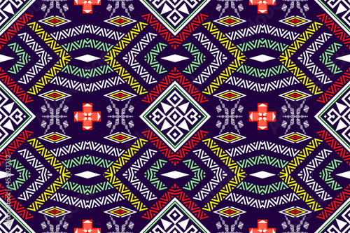 Geometric ethnic oriental seamless pattern traditional Design for background,carpet,wallpaper,clothing,wrapping,Batik,fabric,Vector illustration.embroidery style