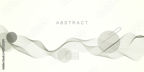 Wave of dynamic particles flows. Beautiful wave array of mixed dots.Abstract vector background.