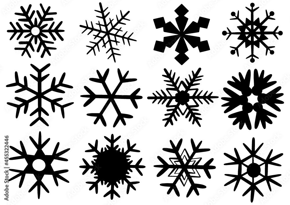 Set of Snowflakes vector decoration for Xmas Christmas T-shirt 