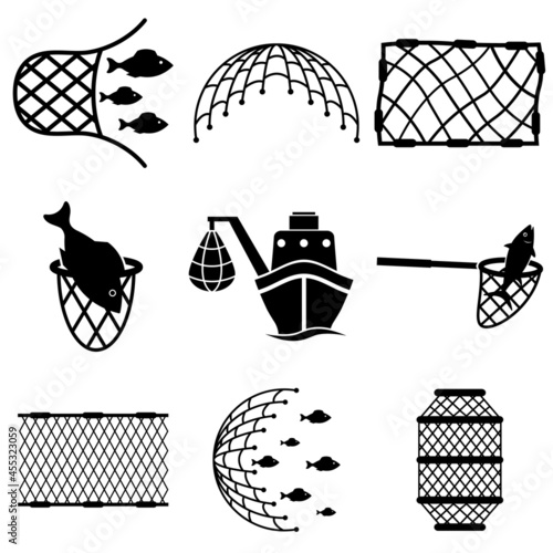 Fishing net icon, logo isolated on white background