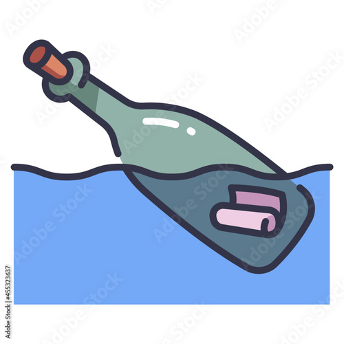 bottle letter in sea icon