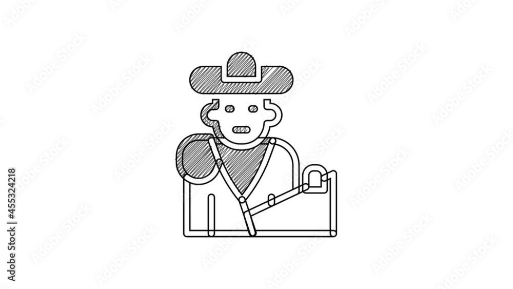 Black line Spain bullfight, matador icon isolated on white background. Traditional Spanish entertainment. 4K Video motion graphic animation Black line Spain bullfight, matador icon isolated on white background. Traditional Spanish entertainment. 4K Video motion graphic animation