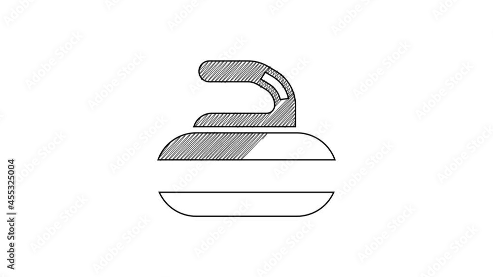 Black line Stone for curling sport game icon isolated on white background. Sport equipment. 4K Video motion graphic animation Black line Stone for curling sport game icon isolated on white background. Sport equipment. 4K Video motion graphic animation